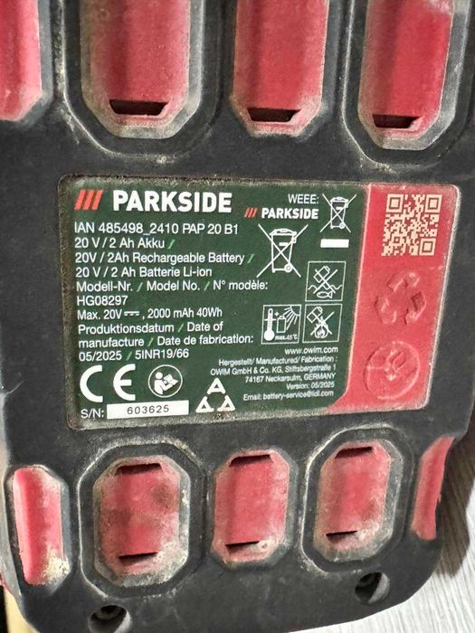 Акумулаторен ъглошлайф Parkside PWSA 20-Li F4