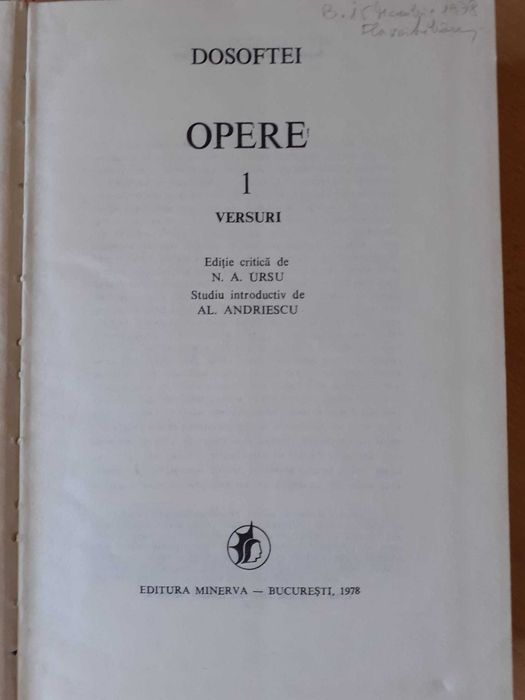 Dosoftei- OPERE I