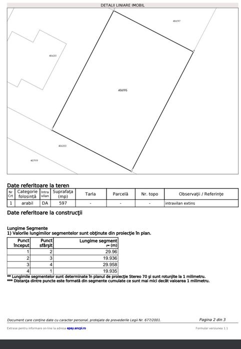PROPRIETAR- locaţie excelenta, fs 20 ml, toate utilitaţile, gard de beton 3 laturi