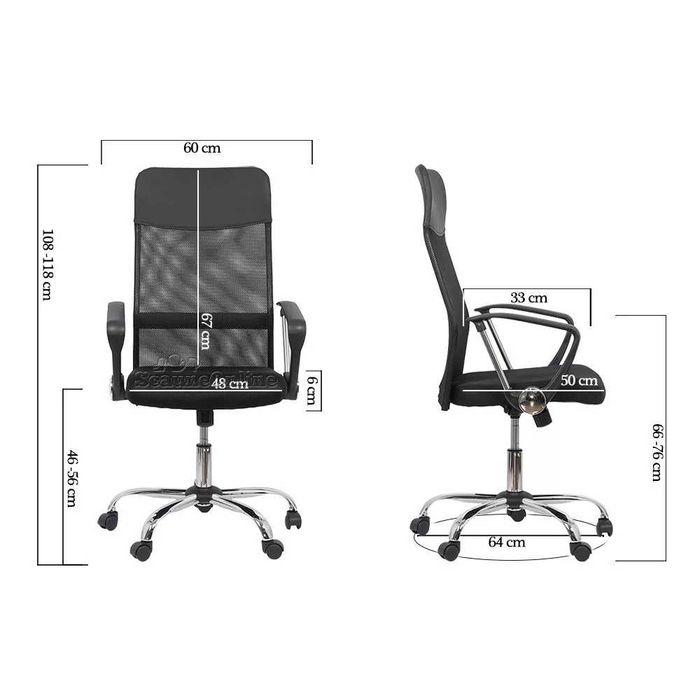 Scaun de birou ergonomic, mesh, înălțime reglabilă, mecanism tilt