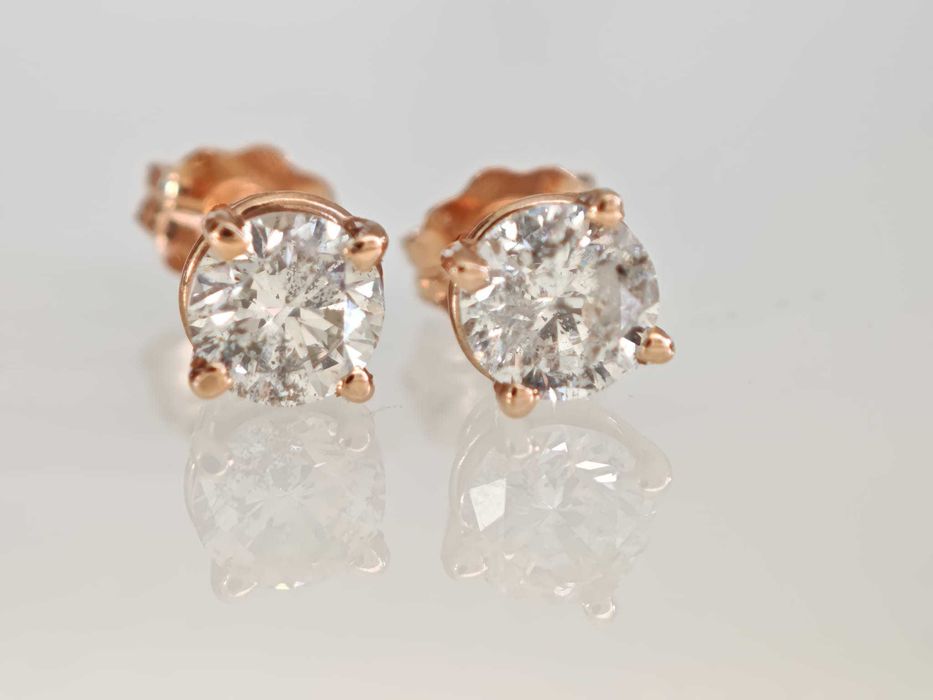 Cercei aur roz 14k cu diamante naturale