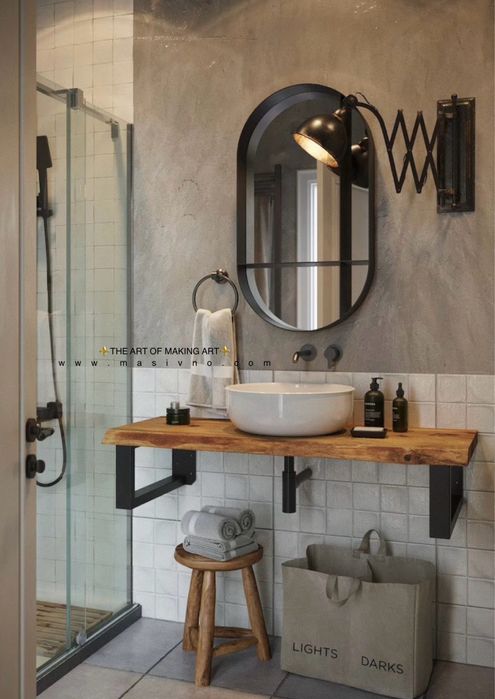 Дървен плот за баня | Рафт за баня | Масивен плот