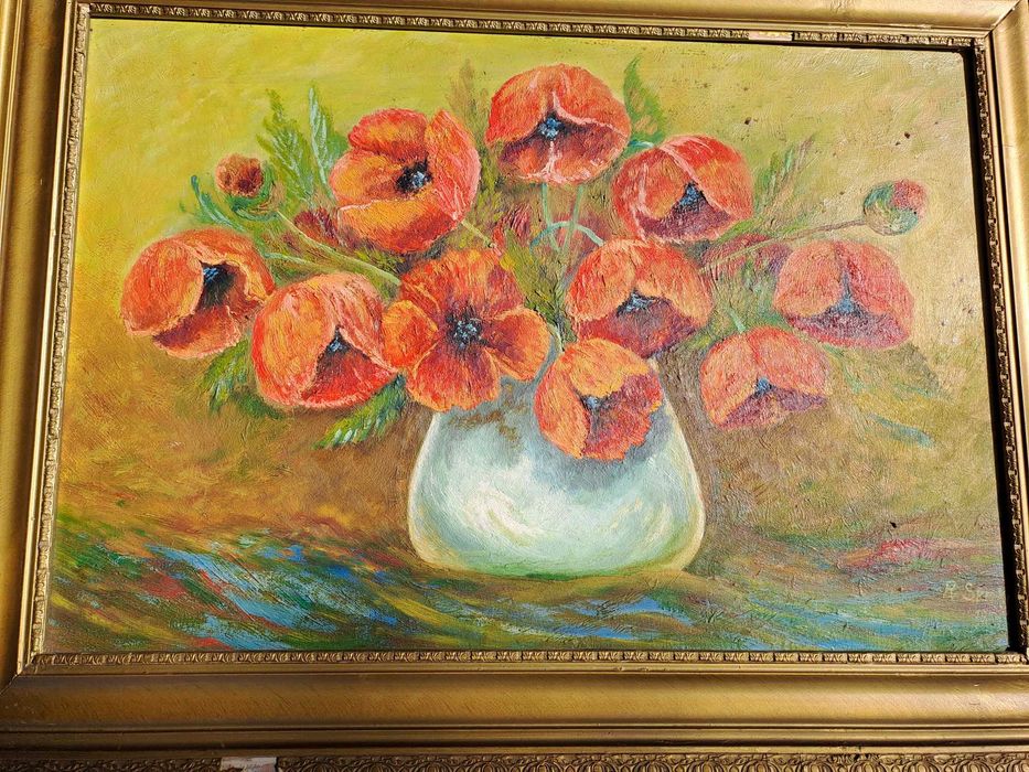 tablou pictura pe pfl 75/55 cm semnat datat 1958