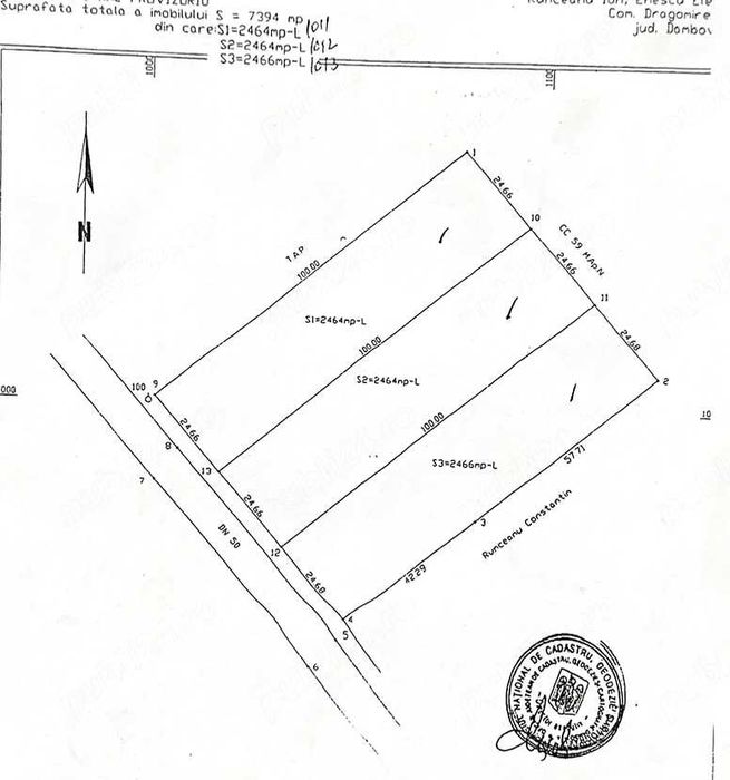Teren 7.394 mp Dragomirești | Lotizat în 3 parcele | 10 km de Târgoviște