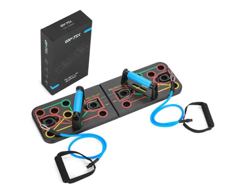 Многофункционален уред /дъска за лицеви опори с ластици