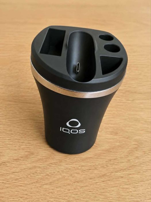 scrumiera iqos pentru mașină cu suport pachet, ceramica neagra, saddo x