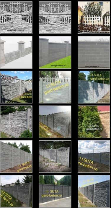 Gard placi beton boltari pavaje fier forjat borduri spalieri coame