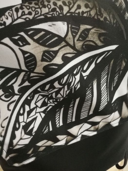 Дамска раница чанта bardobags с ръчнорисуван абстрактен принт