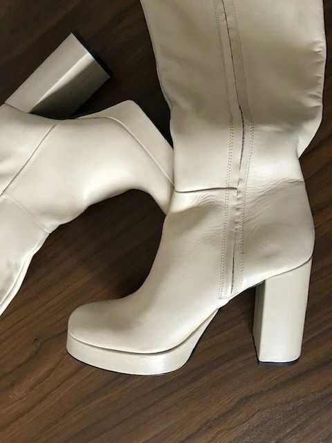 Zara cizme superbe piele naturala platforma toc patrat