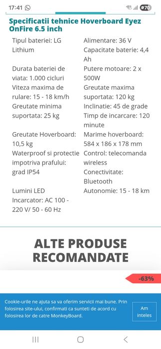 Hoverbord puțin folosit