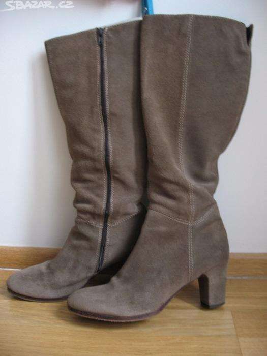 Cizme dama Bata, gri, piele intoarsa, piele naturala, mar 39