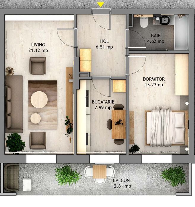 Apartament 2 camere finisat la alb, D-na Stanca, Orhideea Sibiu — fotografia 3