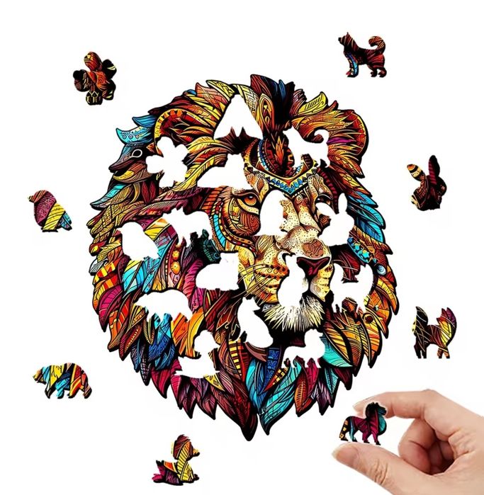 La bucată - Puzzle din lemn pt adulți / copii leu, colibri, phoenix, p