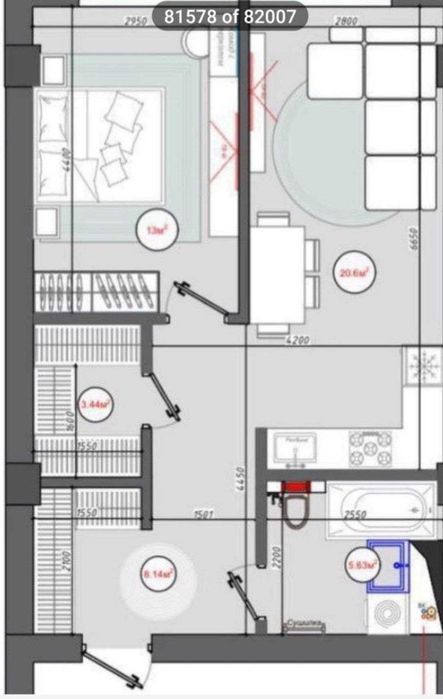 2-х комнатная квартира в ЖК «Nukus Avenue» ID: 7433
