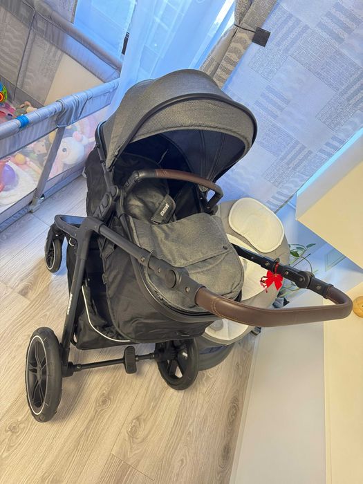 Cărucior pentru bebeluși 3 în 1 luxos, cu cadru din aluminiu
