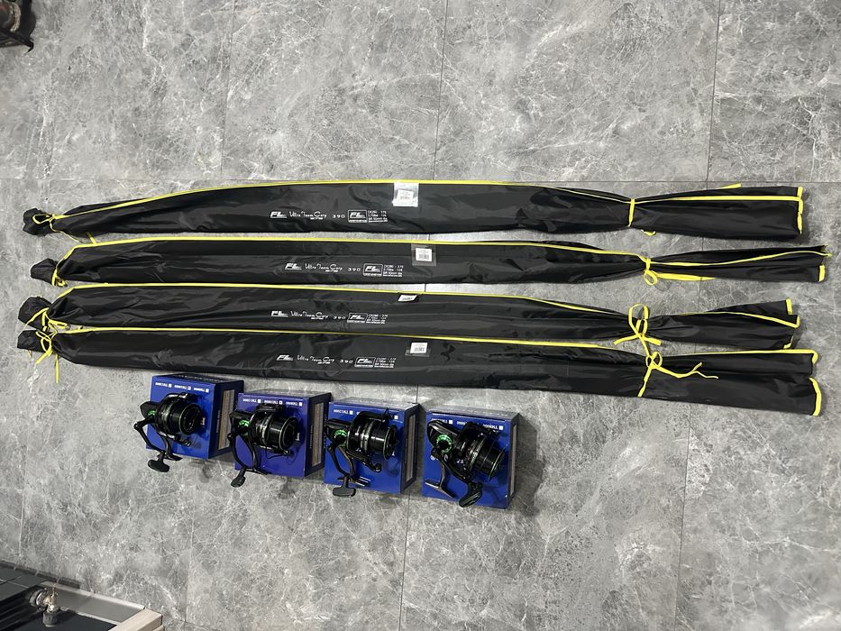 Set 4 lansete FL Ultra Team Carp 3.90m, 3.75lbs + 4 mulinete REELSKING TM10000