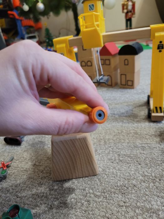 Sina de tren de lemn cu accesorii