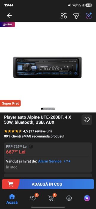 Radio cu Usb și Bluetooth Alpine UTE - 200 BT