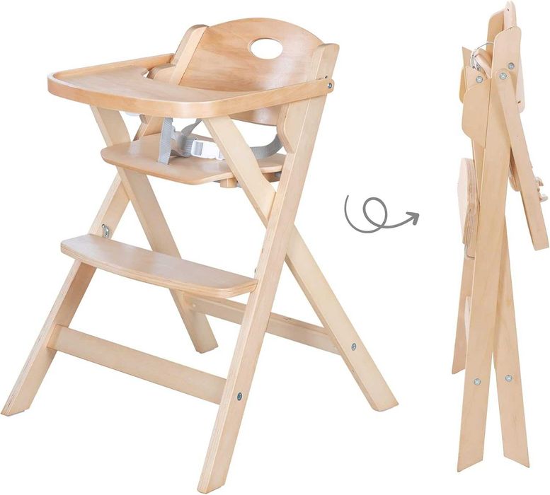 Scaun de masă pentru copii Roba, pliabil ,lemn natural