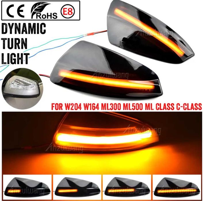 Динамични бягащи мигачи за огледалата за Мерцедес Mercedes капаци