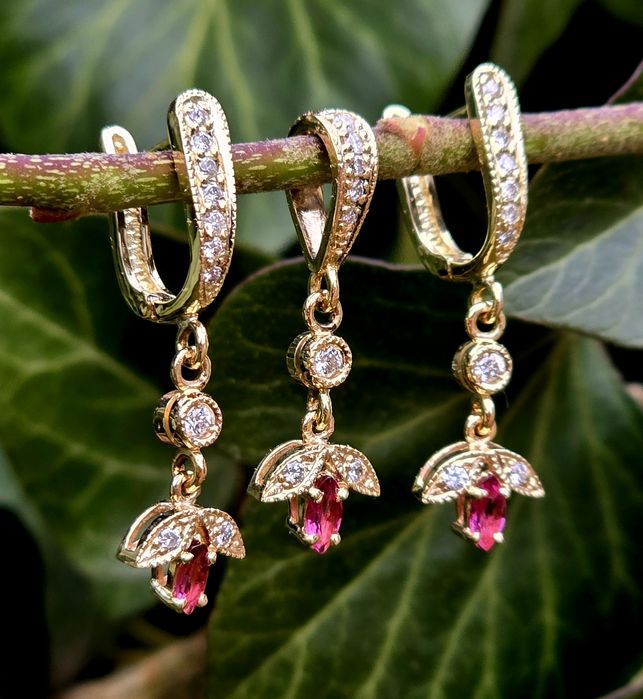 Set din aur diamante și turmaline roz naturale, handmade