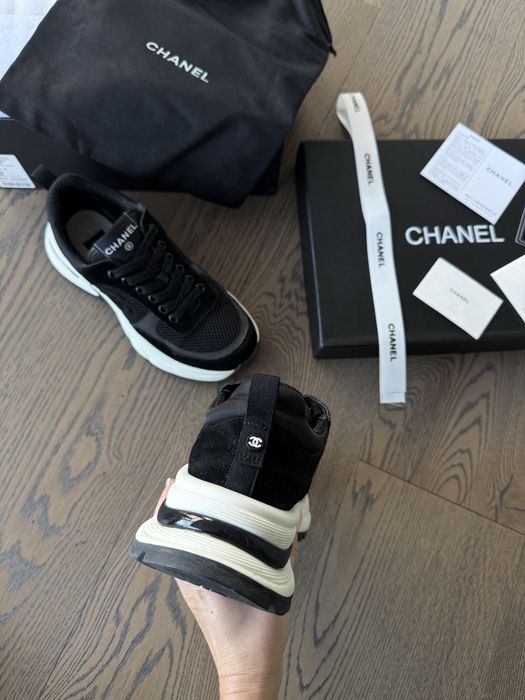 Chanel естествен велур черни маратонки сникърси