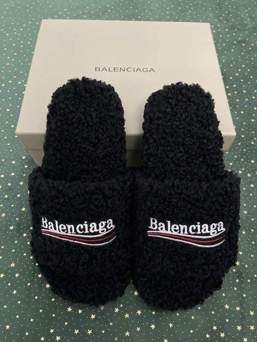 Balenciaga Furry Slide Black Papuci Premium Quality