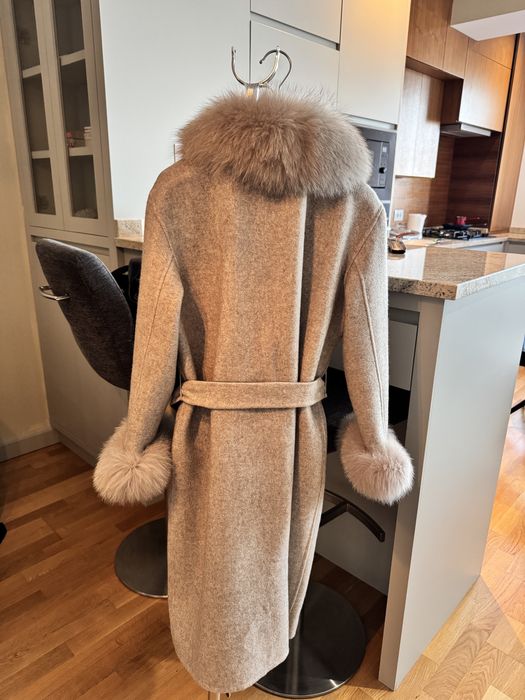 Palton blana naturala bej