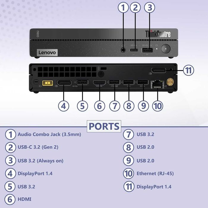 Мини Пк Mini Pc Lenovo ThinkCentre neo 50q Gen4 intel core i5 16/256Gb