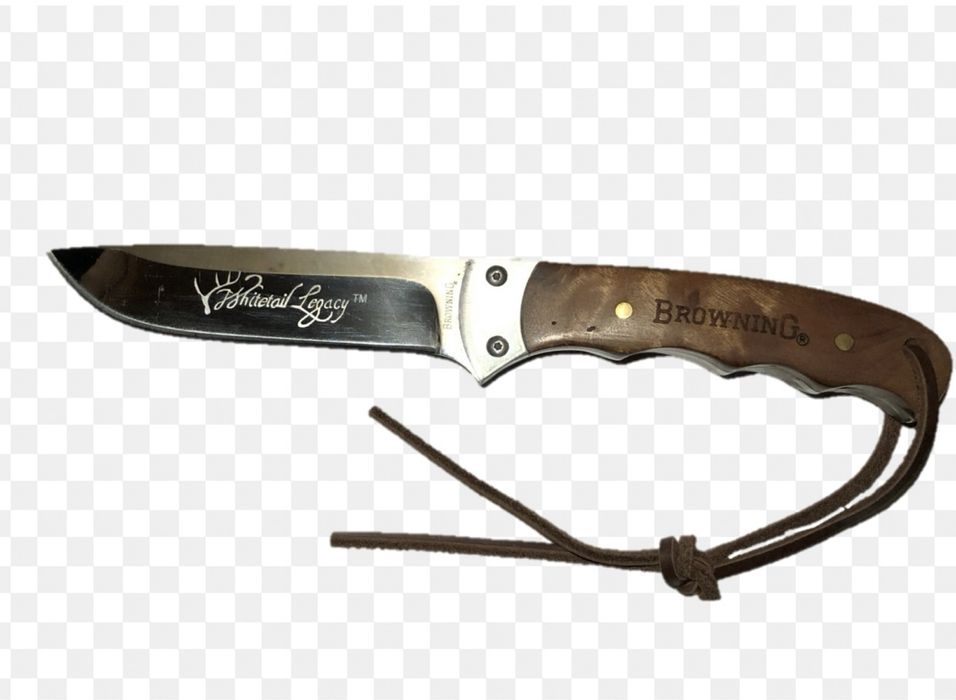Ловен нож BROWNING с кожена кания дървена дръжка 22см