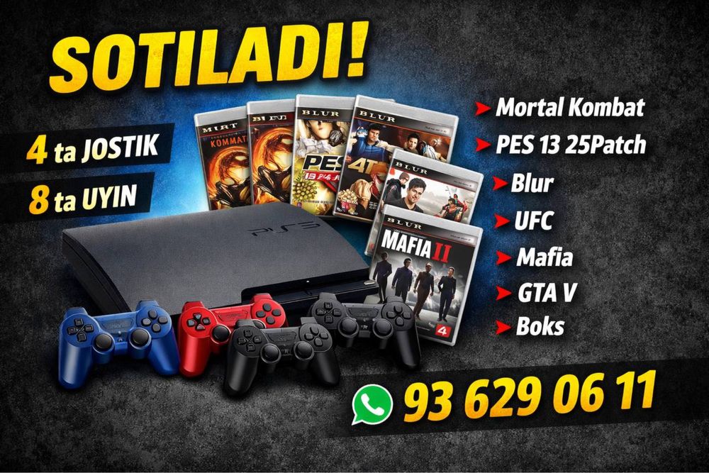 Playstation3 sotiladi hamma kabel va 2ta jostik