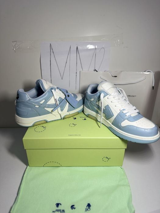 OFF-WHITE Out Of Office OOO Low Tops white baby blue special