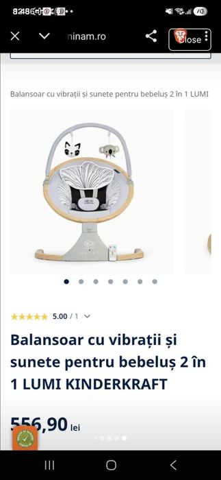 Balansoar cu vibrații și sunete pentru bebeluș 2 în 1