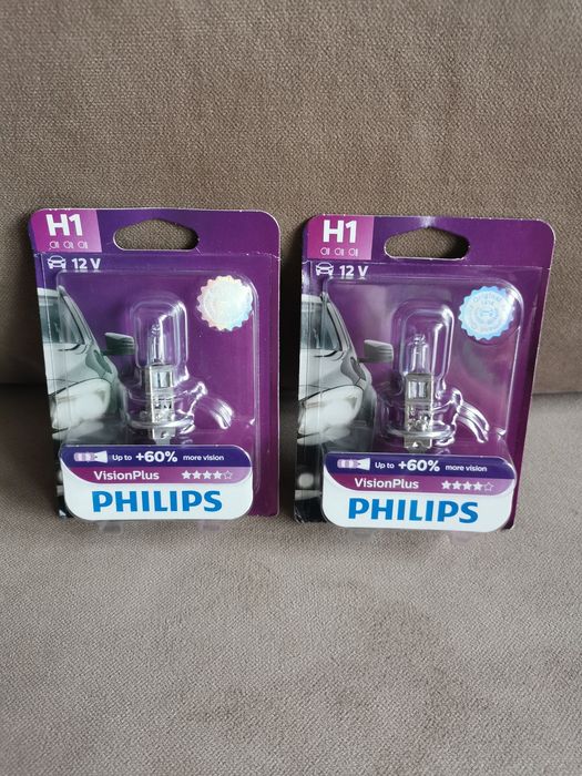 Bec auto cu halogen pentru far Philips H1 Vision Plus, +60%, 12V, 55W