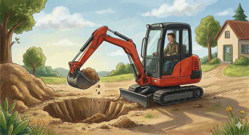 Услуги с Мини Багер и Самосвал ,Редене на павета ,Изкопи и Извозване