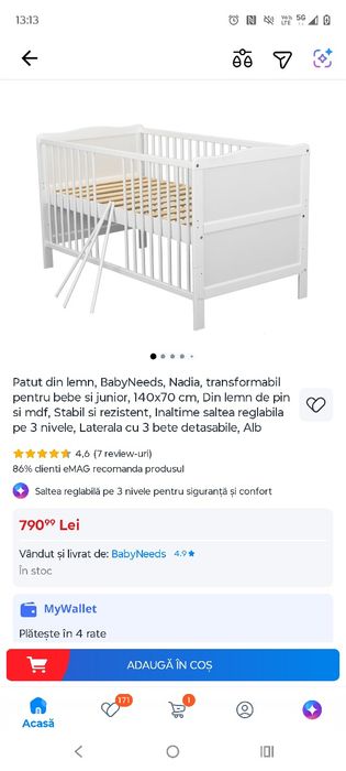 Pătuț Babyneeds 140x 70