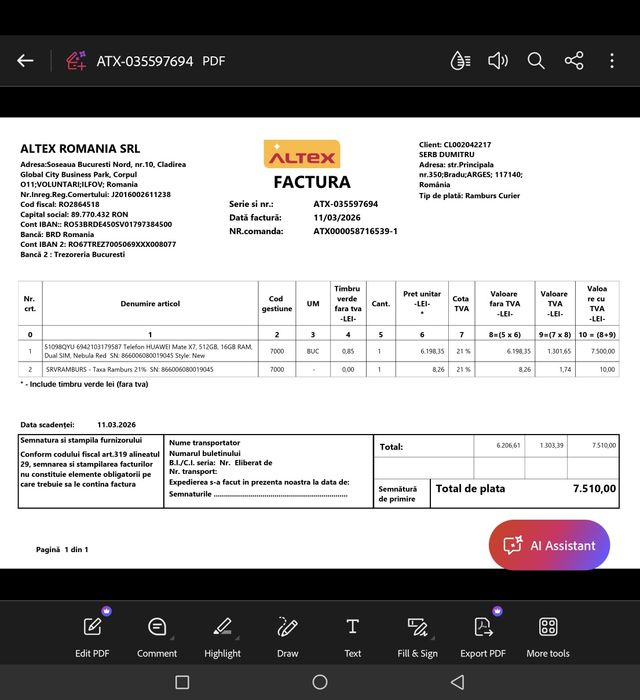 Huawei Mate x7 16/512 GB  impecabil, factură și garanție