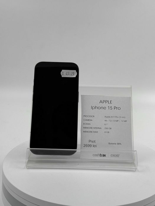Apple iPhone 15 Pro 256 GB 88% baterie Garantie 24 luni CashBox