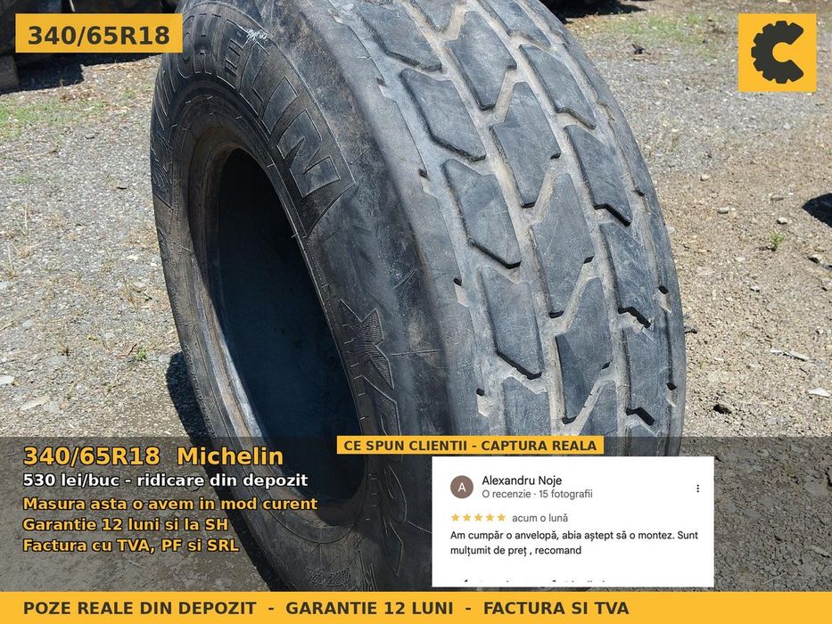 Anvelope Cauciucuri 340/65R18 340/65 R18 340/65-18 13.0/65R18 3406518 Michelin Tractor Punte Fata Utilaje Agricole SH Second Hand IEFTIN Garantie 1 An