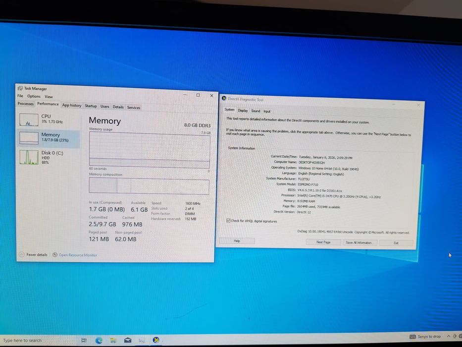 PC Fujitsu Esprimo P710 i5 3470 8GB RAM, Hdd 80 gb, video 2 mb