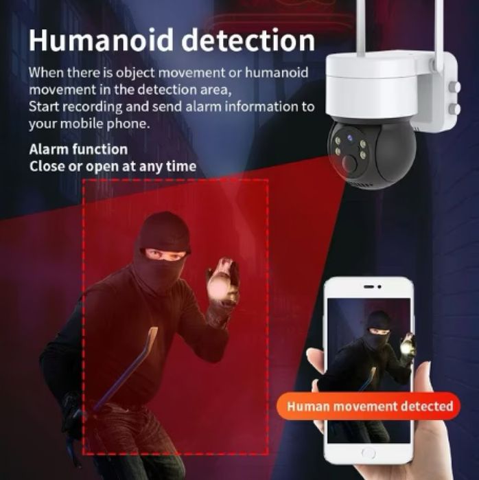 Соларна WIFI камера със соларен панел PTZ 360, 1080P, Full HD