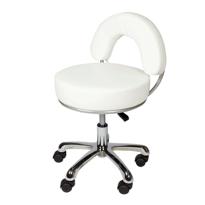 Козметичен стол табуретка за педикюр Zen - бяла 37/43 см