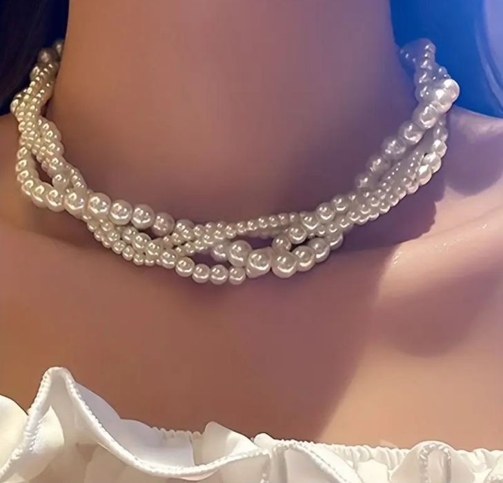 Colier perle albe