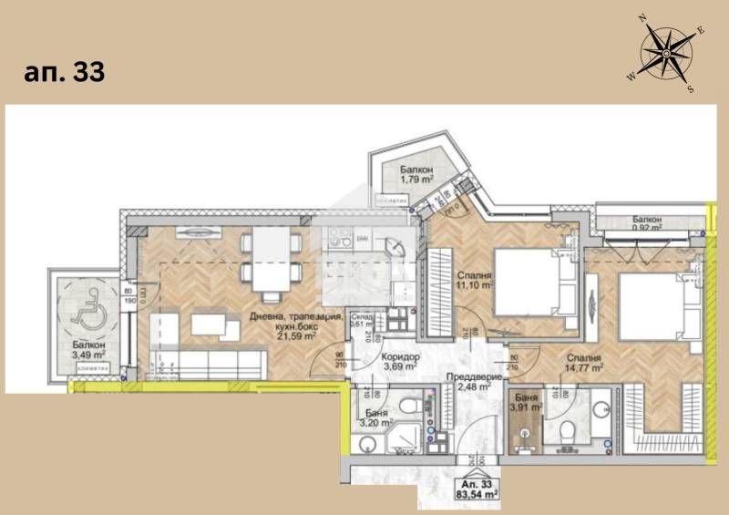 ЕРА Фаворит продава тристаен апартамент в сграда ново строителство в Л