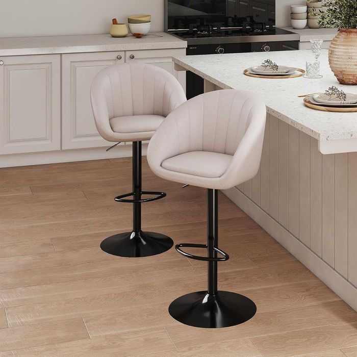 Set de 2 scaune de bar Youhauchair, reglabile pe inaltime, bej