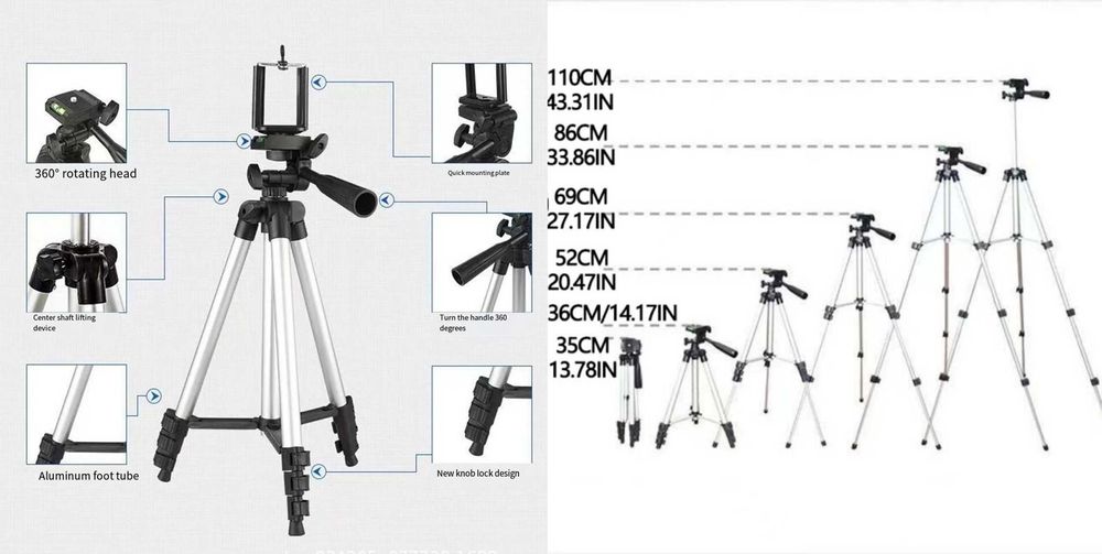 Trepied rabatabil nu ocupa volum. Ideal pentru poze. Nou!