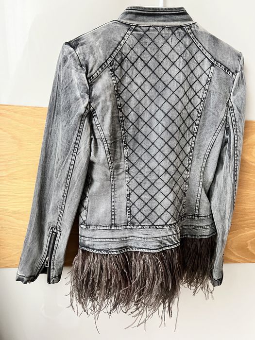 Пролетно яке с естествени пера от щраус