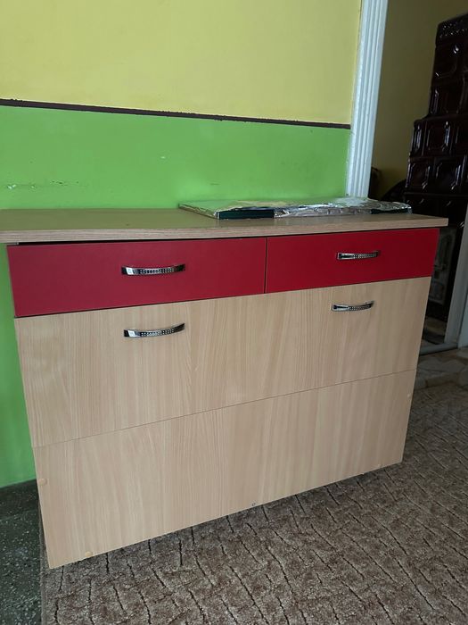 Set mobilă complet living/dormitor + canapea extens + fotoliu + comoda