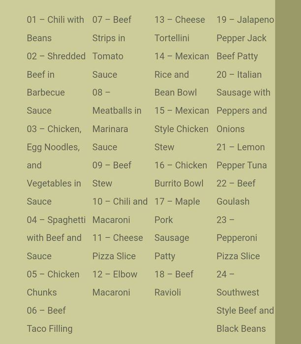 MRE- Вакумирани пакети