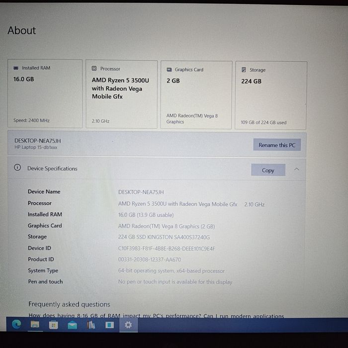 Laptop HP - AMD Ryzen 5